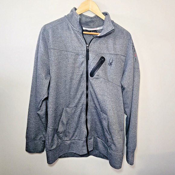 Spyder Jacket Gray Active Proweb Full Zip Up Track Coat Athletic Gym Mens Large - Picture 1 of 8